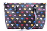 COACH Gallery Tote Signature Canvas & Leather With Heart Print Brown Black CP108