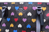 COACH Gallery Tote Signature Canvas & Leather With Heart Print Brown Black CP108